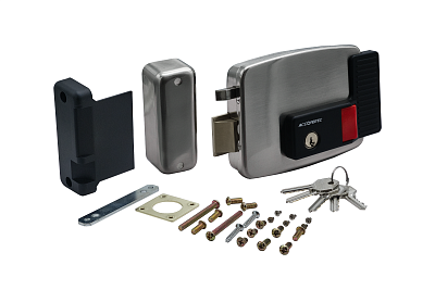 AT-EL101GF.4 (открывается наружу, петли справа) Электромеханический замок ACCORDTEC, накладной, 5 ключей