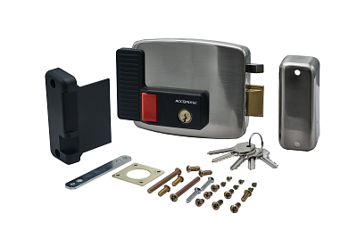 AT-EL101GF.2 (открывается внутрь, петли справа) Электромеханический замок ACCORDTEC, накладной, 5 ключей