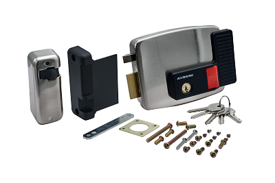 AT-EL101GF.3 (открывается наружу, петли слева) Электромеханический замок ACCORDTEC, накладной, 5 ключей