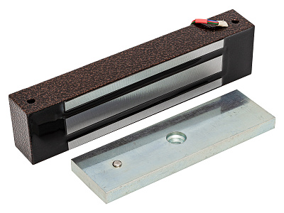 ML-350N KB-2 с уголком, цвет коричневый, Электромагнитный замок ACCORDTEC, 400 кг, накладной